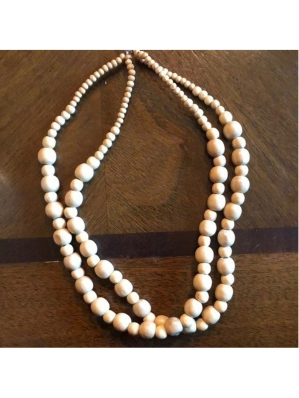 Vintage 60s 70s Wooden Double Strand Necklace